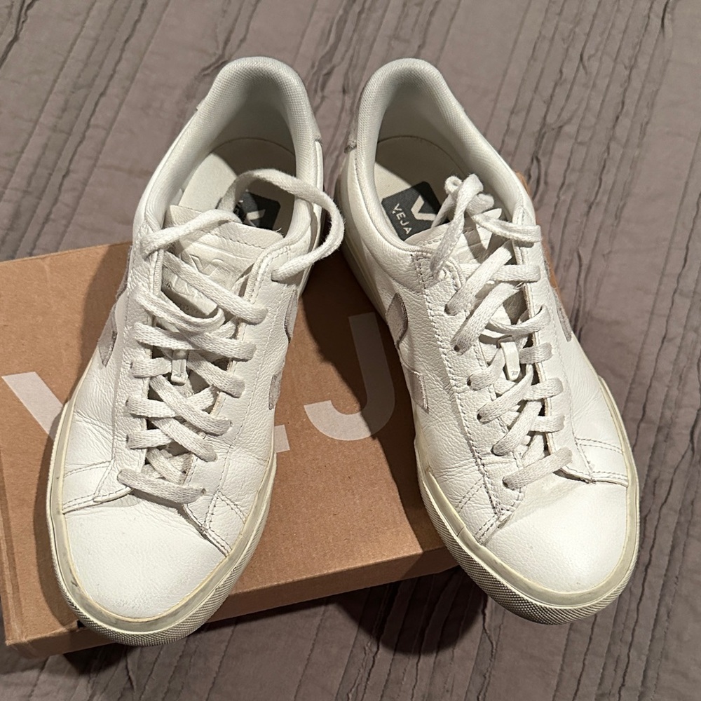 Veja Off-White Leather Sneakers